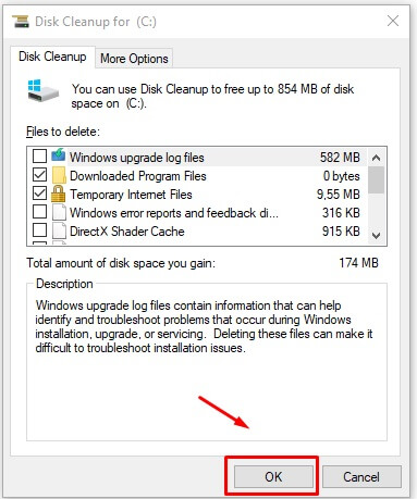 sceen of disk cleanup